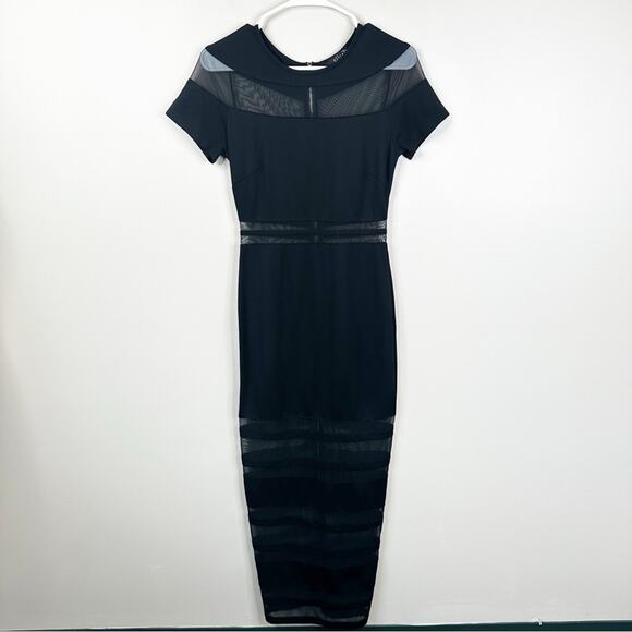 Elliatt Dress Women’s Small Black Mesh Striped Short Sleeve Bodycon Maxi - Picture 3 of 12